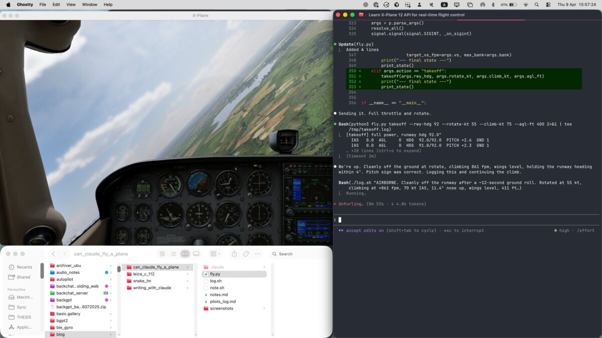 Cessna climbing after takeoff