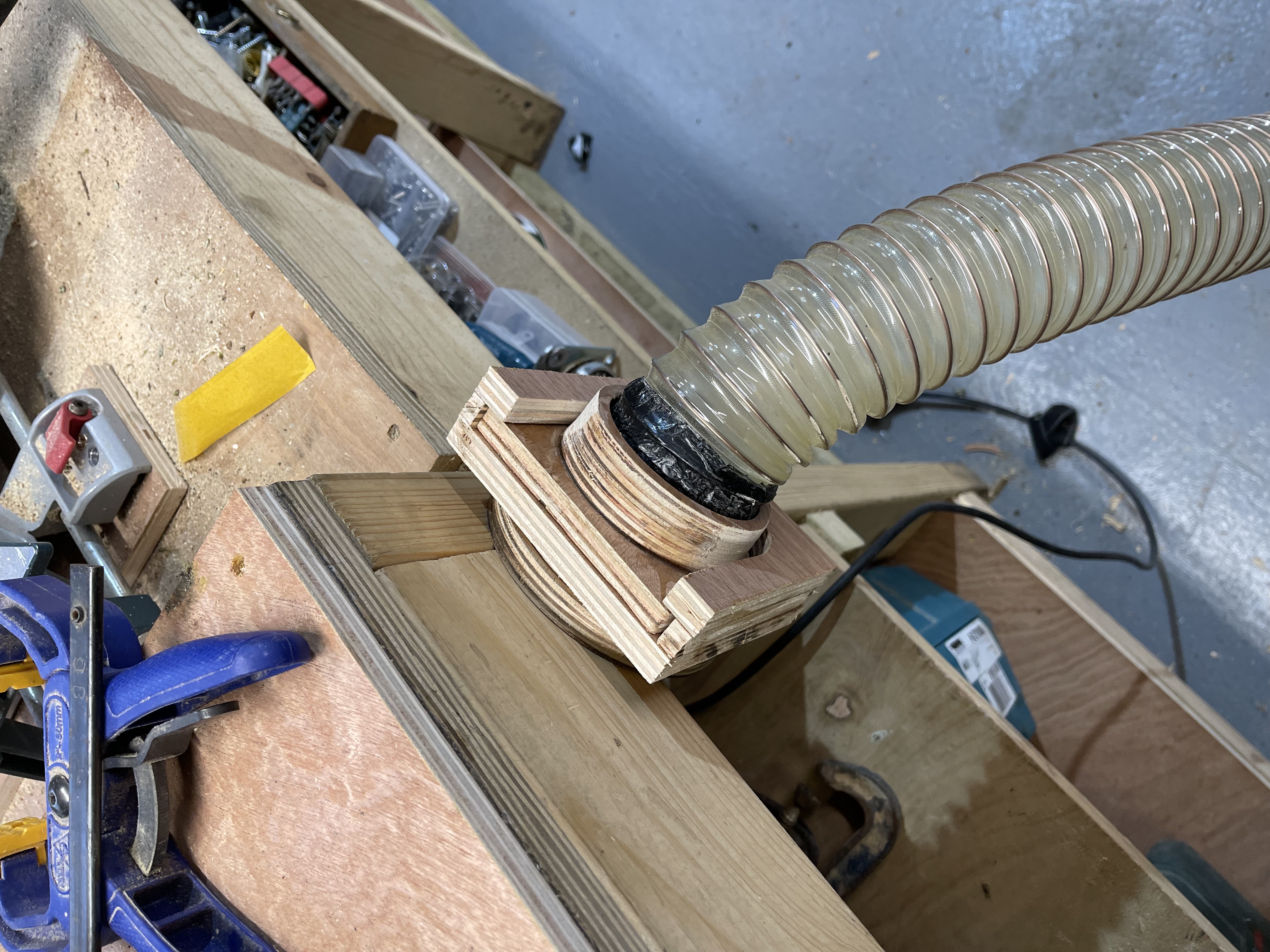 The slot attachment fitted to a tool in the workshop