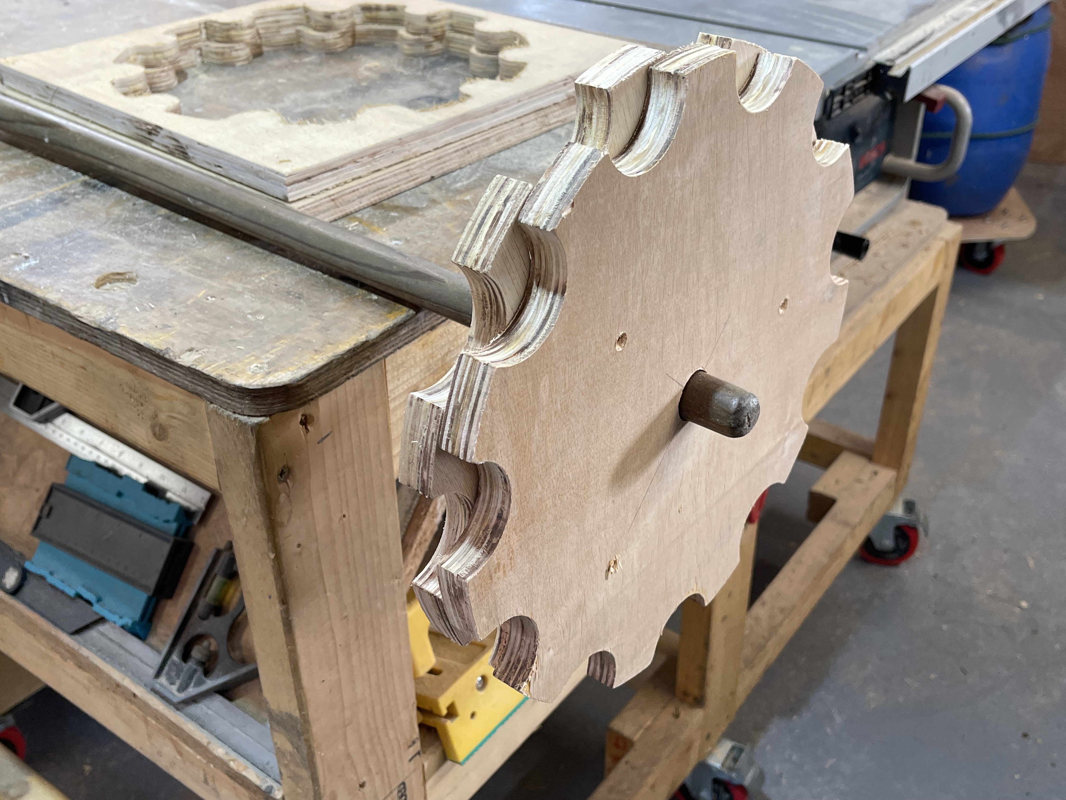A single ply wheel cut on the CNC