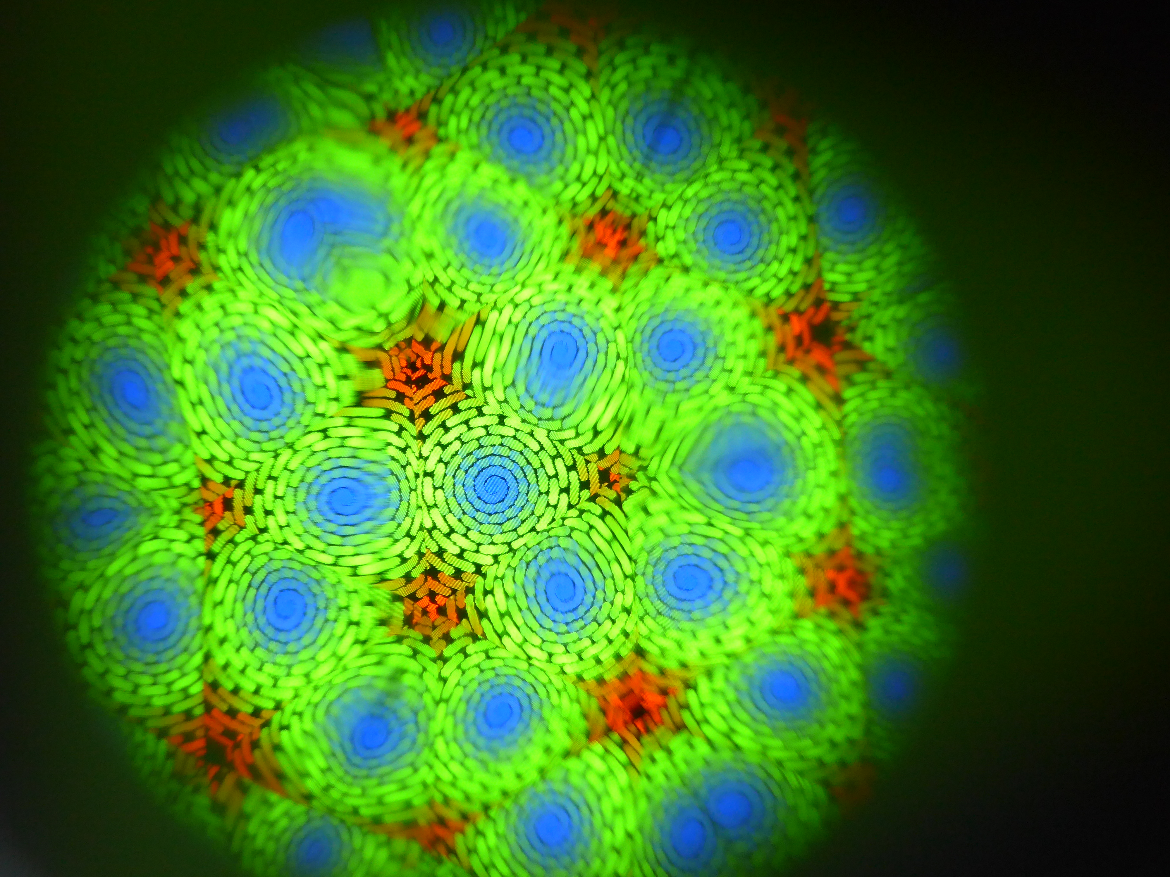 A green and blue kaleidoscope pattern
