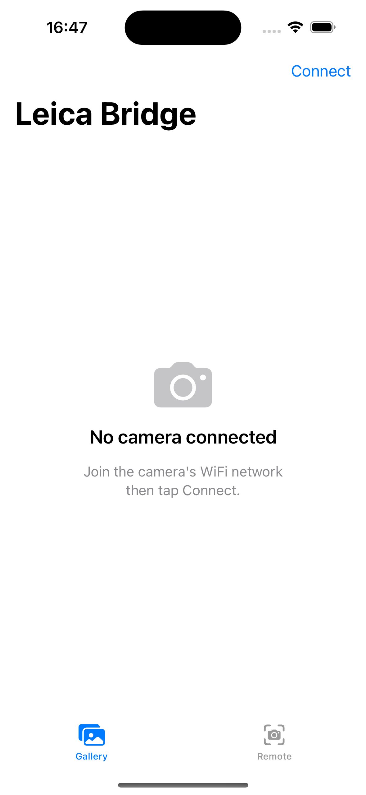 iPhone app gallery screen
