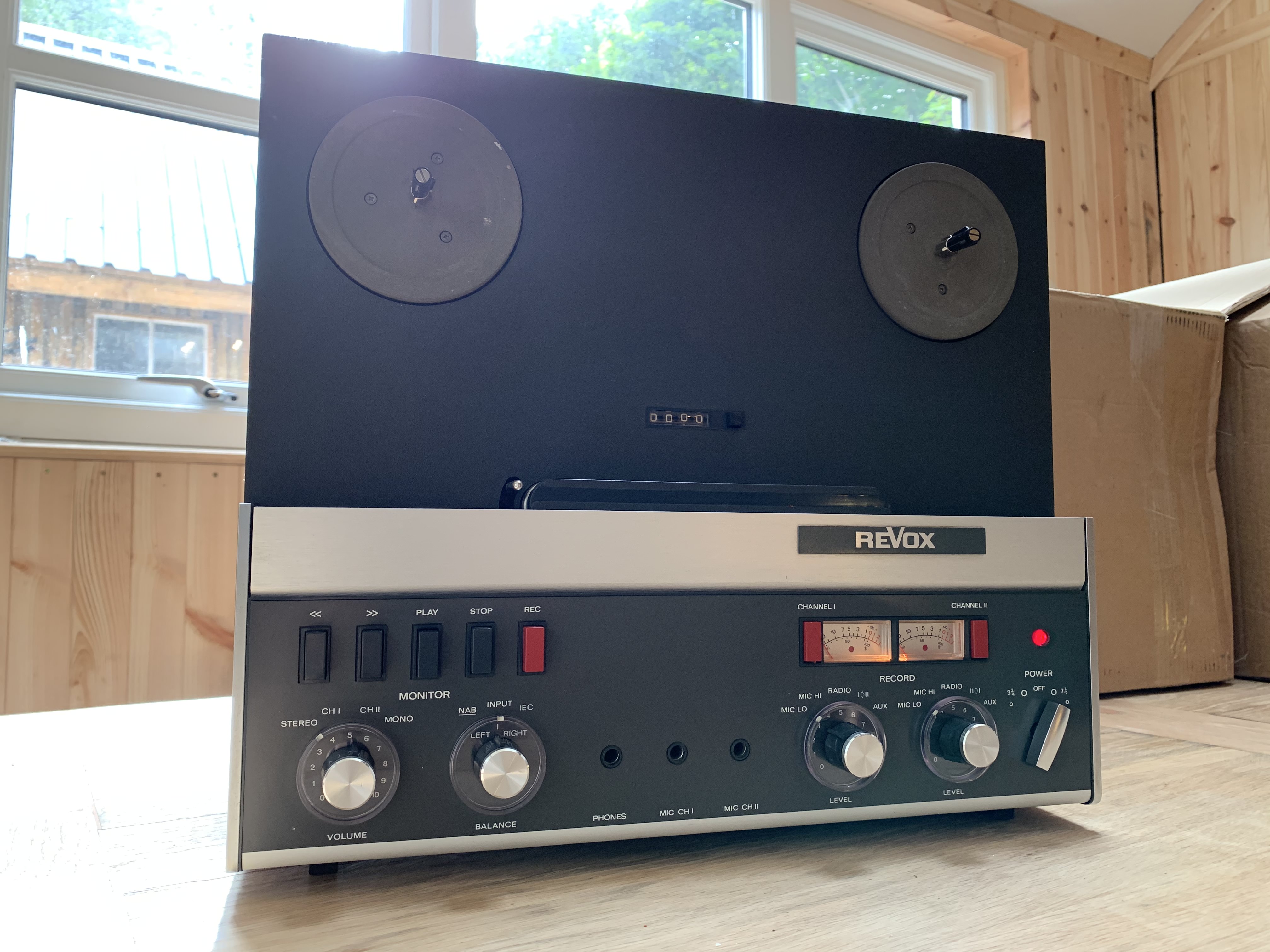 A Revox A77 reel to reel tape player