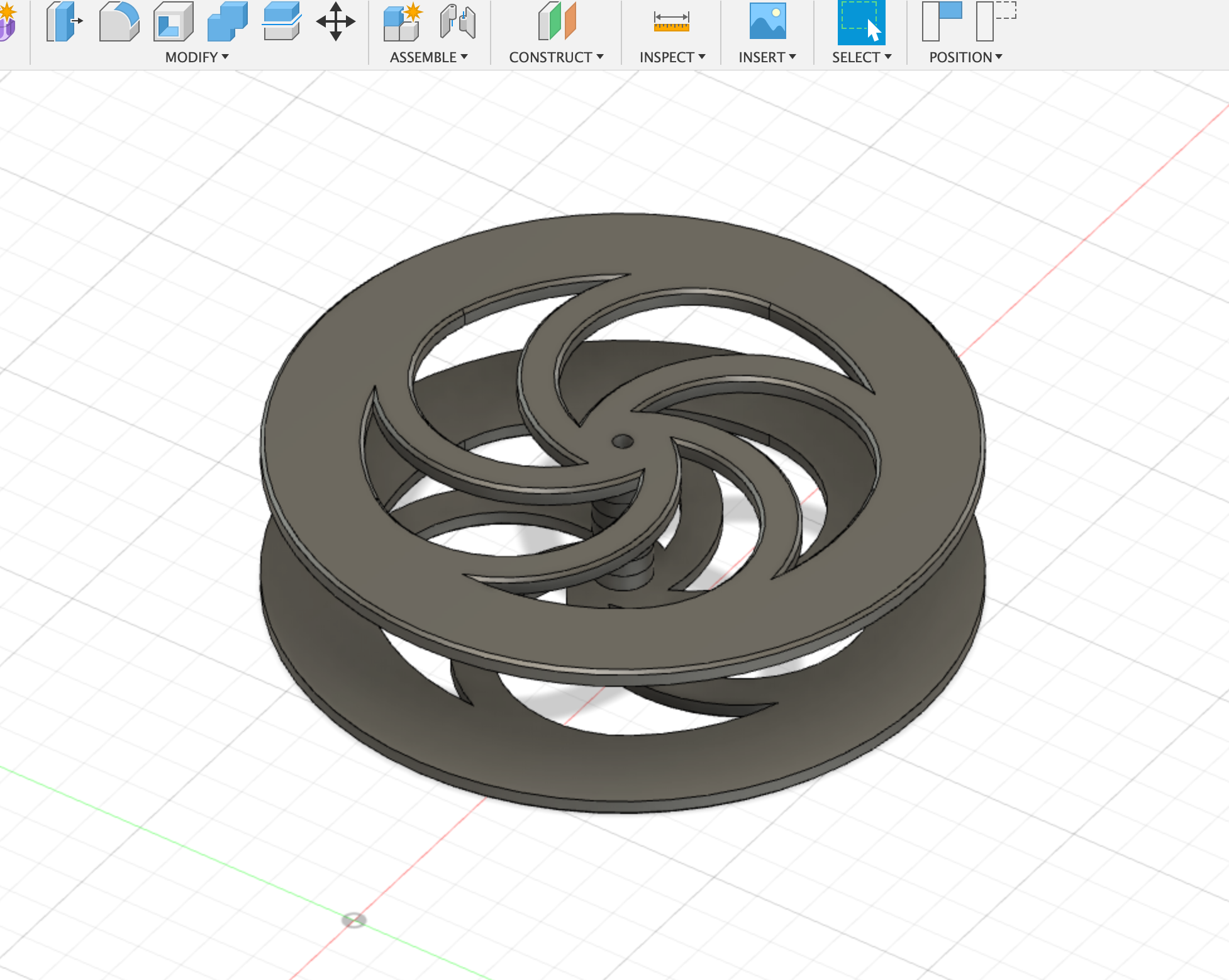 CAD model of the waterwheel to cut on the CNC